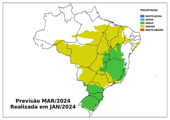 Fig. 6: Tendência de chuva para março com desvio em relação ao que é normal para o mês