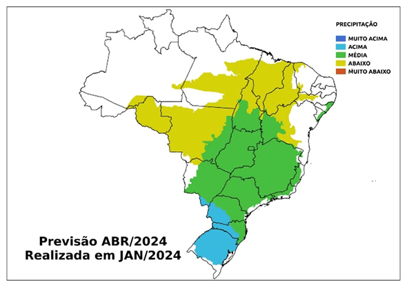 Fig. 8: Tendência de chuva para abril com desvio em relação ao que é normal para o mês
