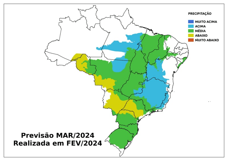 Fig. 4: Tendência de chuva para março com desvio em relação ao que é normal para o mês