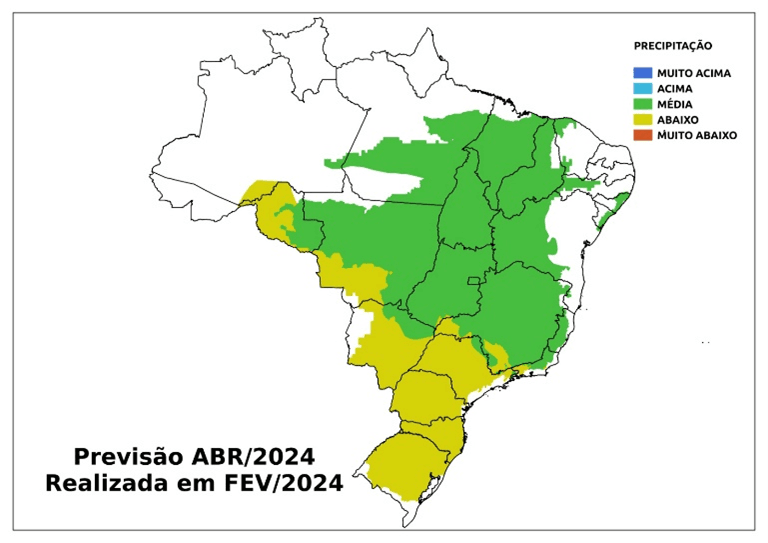 Fig. 6: Tendência de chuva para abril com desvio em relação ao que é normal para o mês