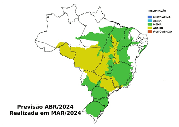Fig. 4: Tendência de chuva para abril com desvio em relação ao que é normal para o mês