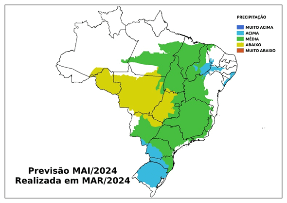 Fig. 6: Tendência de chuva para maio com desvio em relação ao que é normal para o mês