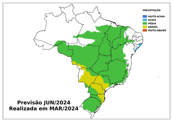Fig. 8: Tendência de chuva para junho com desvio em relação ao que é normal para o mês