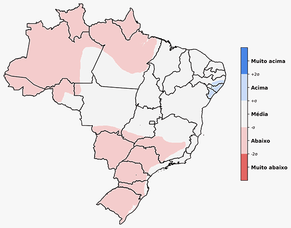 Fig. 8: Tendência de chuva para agosto com desvio em relação ao que é normal para o mês