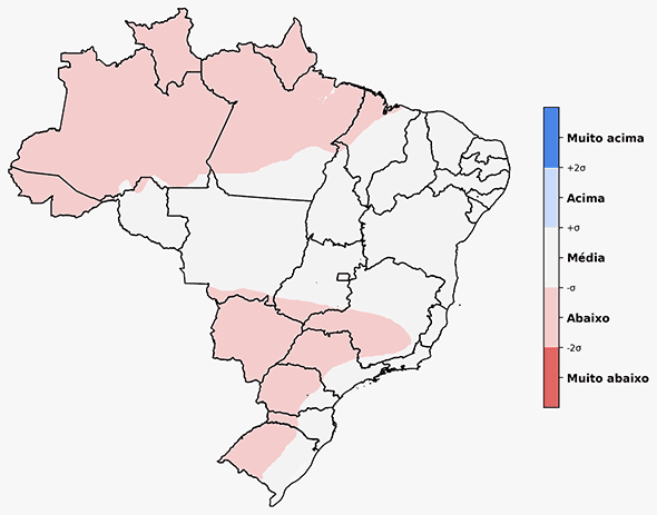 Fig. 4: Tendência de chuva para junho com desvio em relação ao que é normal para o mês