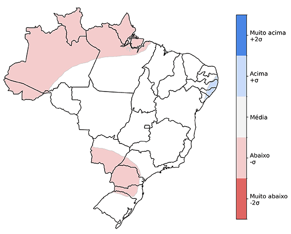Fig. 4: Tendência de chuva para julho com desvio em relação ao que é normal para o mês