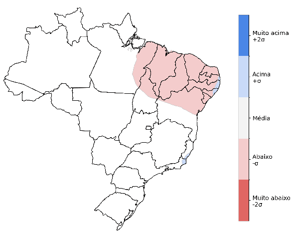 Fig. 4: Tendência de chuva para agosto com desvio em relação ao que é normal para o mês
