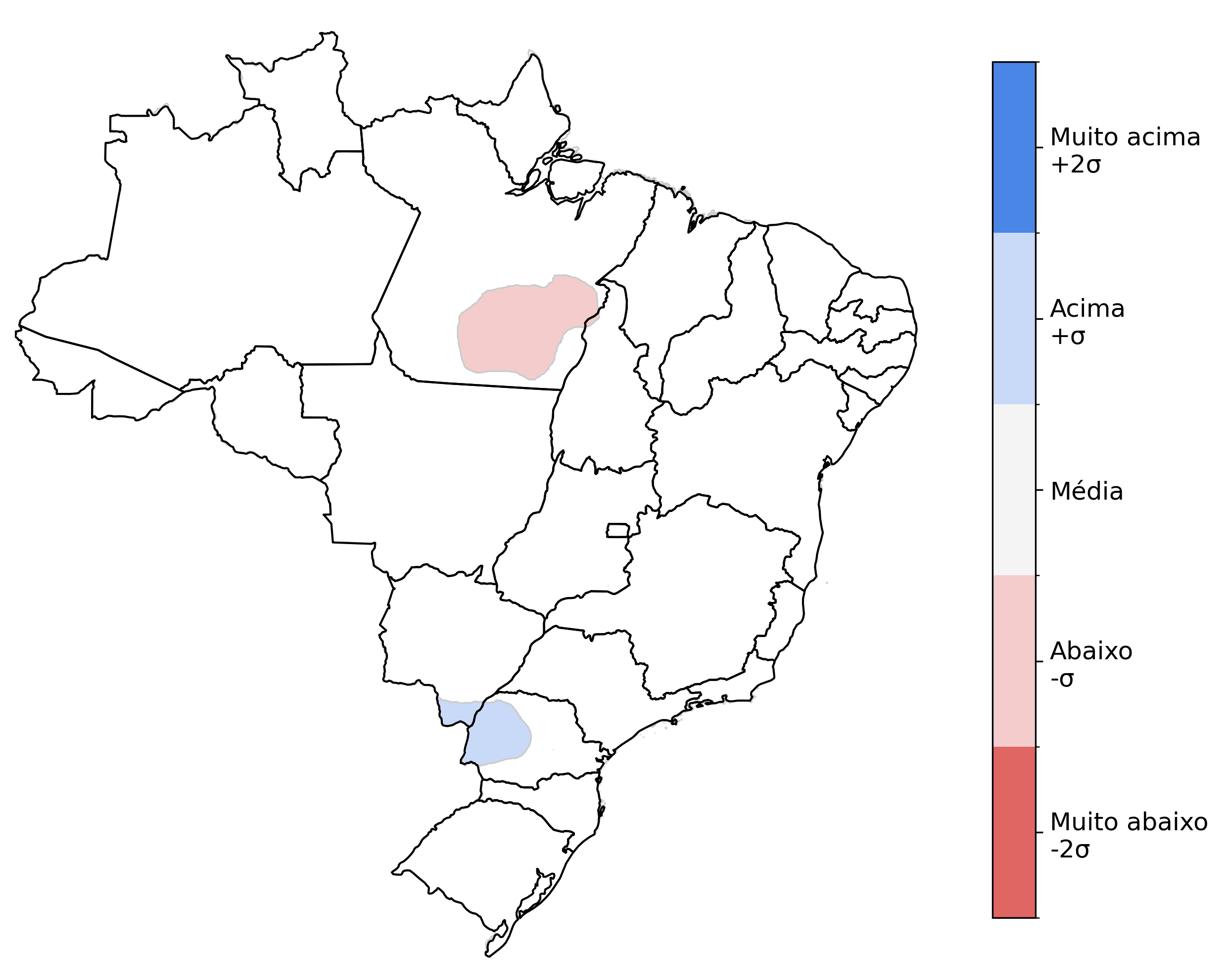 Fig. 6: Tendência de chuva para outubro com desvio em relação ao que é normal para o mês