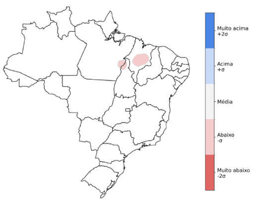 Fig. 8: Previsão de anomalia de precipitação para dezembro com desvio em relação ao que é normal para o mês