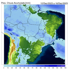 Fig. 3b: Previsão de chuva acumulada entre 20 e 24 de novembro