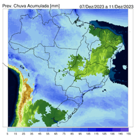 Fig. 3a: Previsão de chuva acumulada entre 15 e 19 de novembro